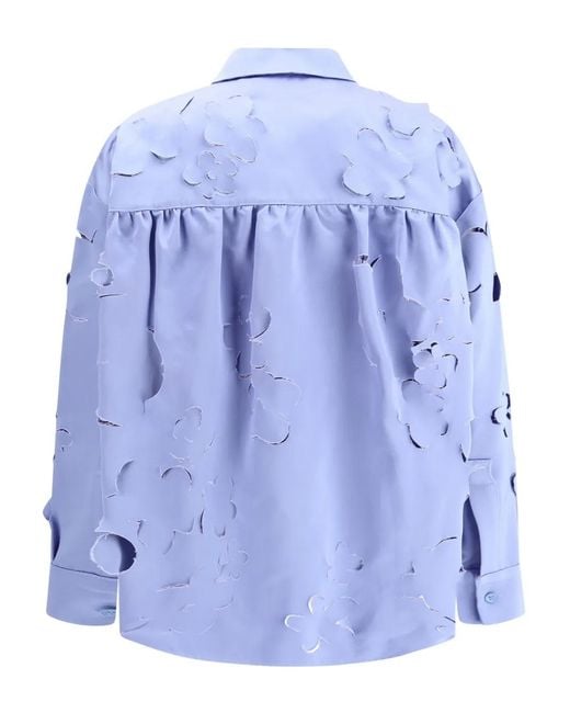 Marni Blue Shirt With Cut Out Flowers