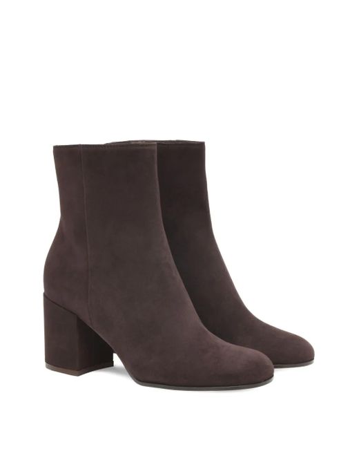 Gianvito Rossi Brown Block-Heel Suede Boots