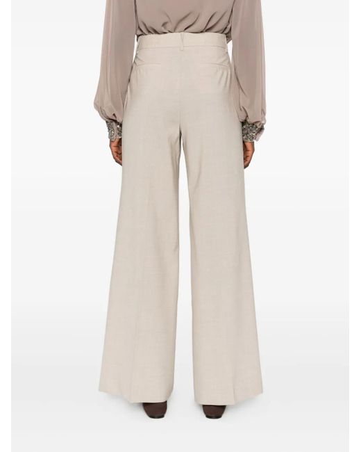 P.A.R.O.S.H. White Wool-Blend Straight Trousers