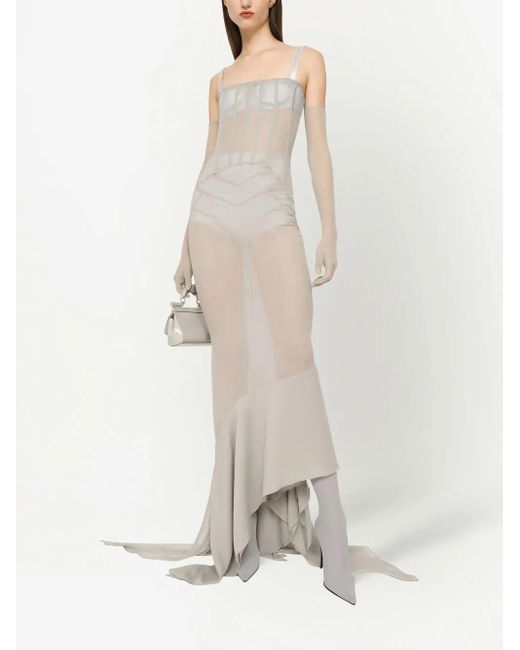 Dolce & Gabbana White Kim Dolce&Gabbana Silk Semi-Sheer Maxi Dress