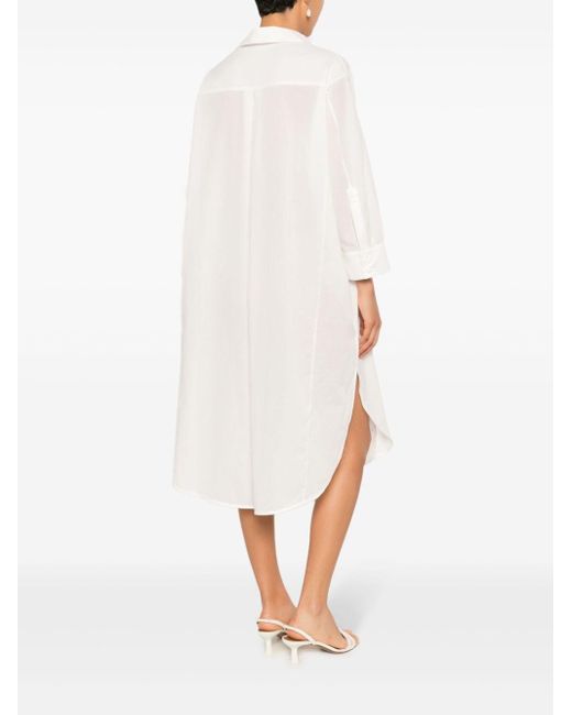 Adriana Degreas White Long-sleeved Cotton Shirt Dress