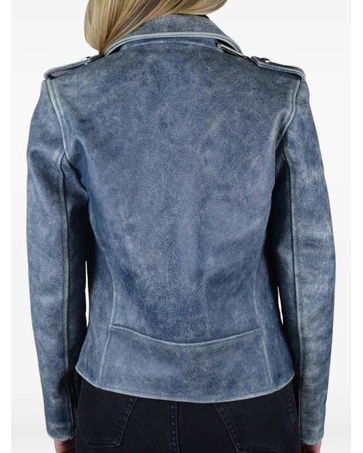Philipp Plein Blue Veste À Zips Argentés