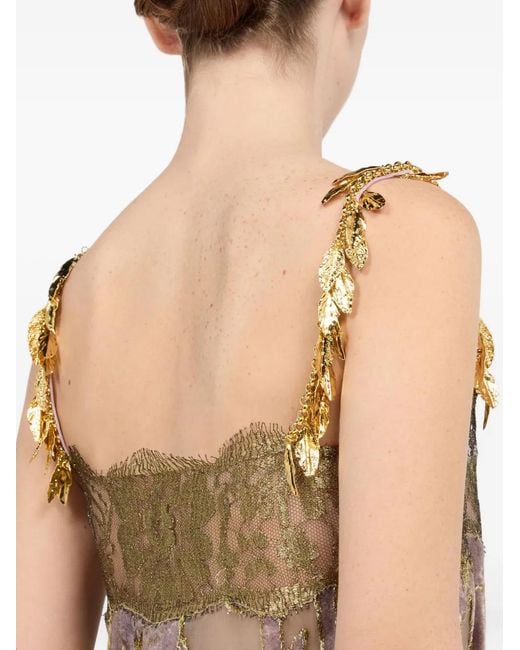 Roberto Cavalli Multicolor Blumenmuster-Kleid Mit Blattriemen