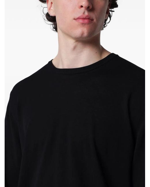 Roberto Collina Black Giro Crepe Cotton Sweater for men