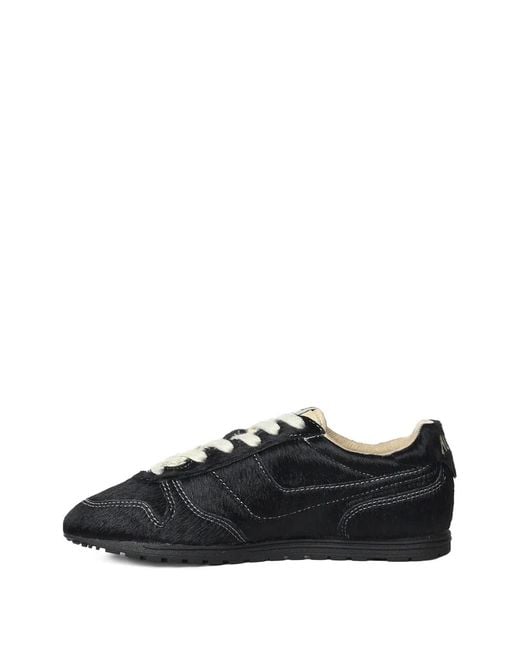 Autry Black Pony Fur-Effect Sneakers