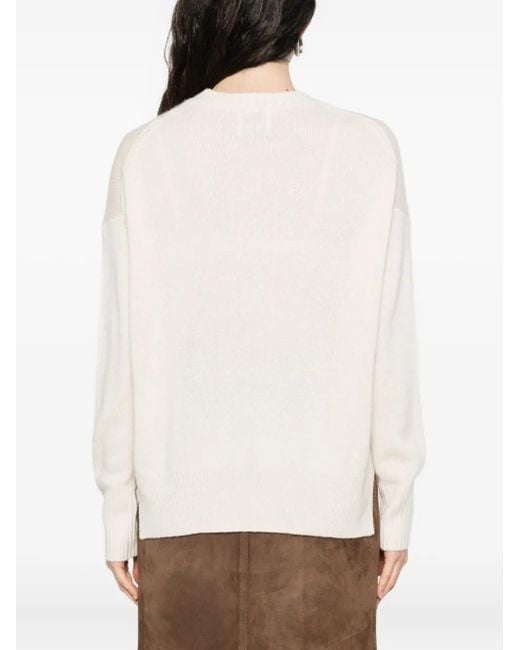 Allude Natural Round-Neck Cashmere Sweater