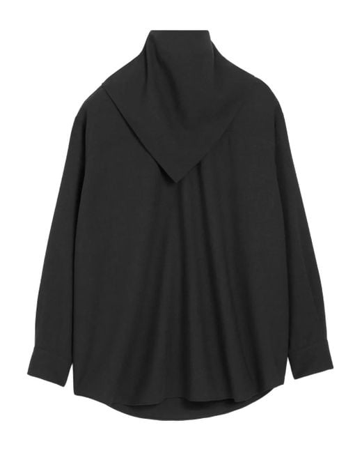 AMI Black Bandana-Collar Wool Blouse