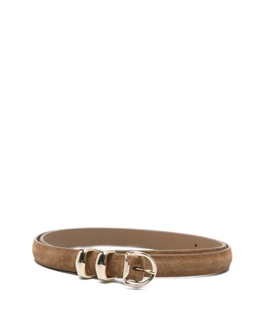 Sandro White Suede Metal-Loop Belt