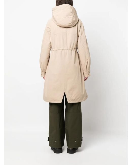Woolrich Natural Long-Line Drawstring Parka Coat