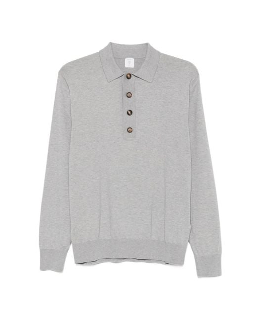 Eleventy Gray Long-Sleeve Polo Shirt for men