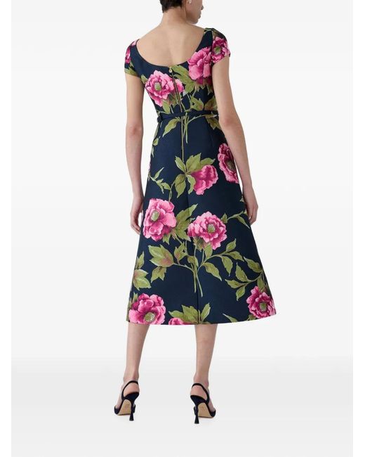 Carolina Herrera White Foral-Pattern Midi Dress