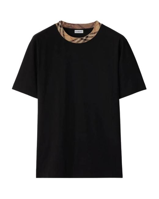 メンズ Burberry Check-trim T-shirt Black