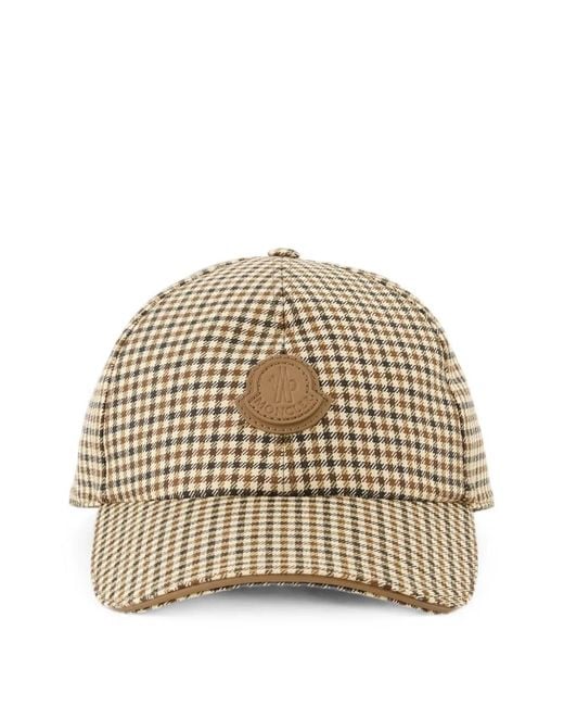 Moncler Natural Check Wool Baseball Cap for men