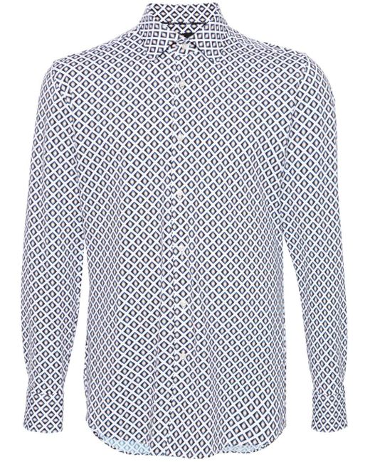 Boss Overhemd Met Geometrisch Patroon in het Blue voor heren