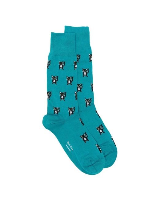 Paul Smith Blue Miro Cat Socks for men