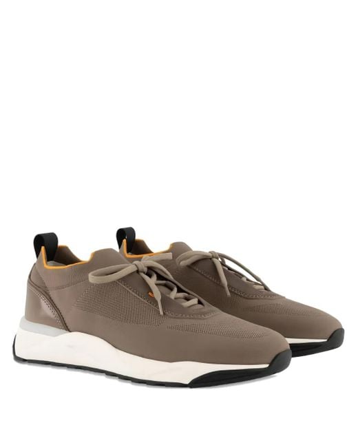 メンズ Santoni ニットパネル スニーカー Brown
