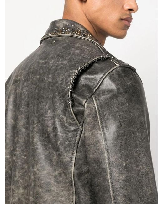 Golden Goose Deluxe Brand Black Leather Stud-Detailing Jacket for men