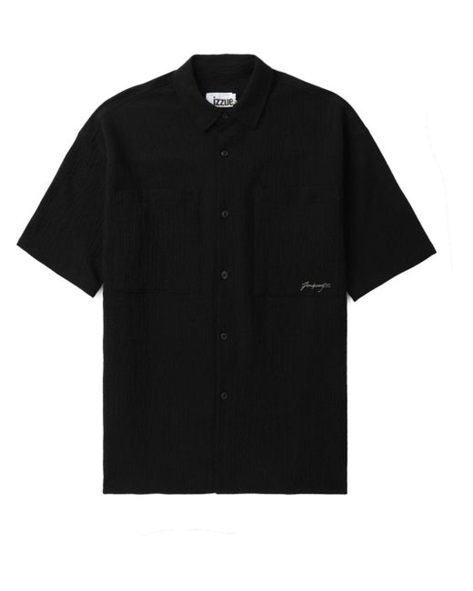 Izzue Black Logo-print Crepe Shirt for men