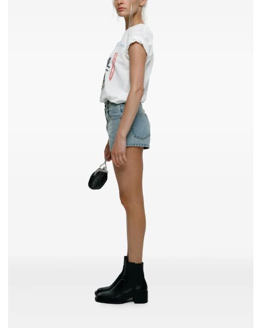 Mainless Blue Denim Mini Shorts