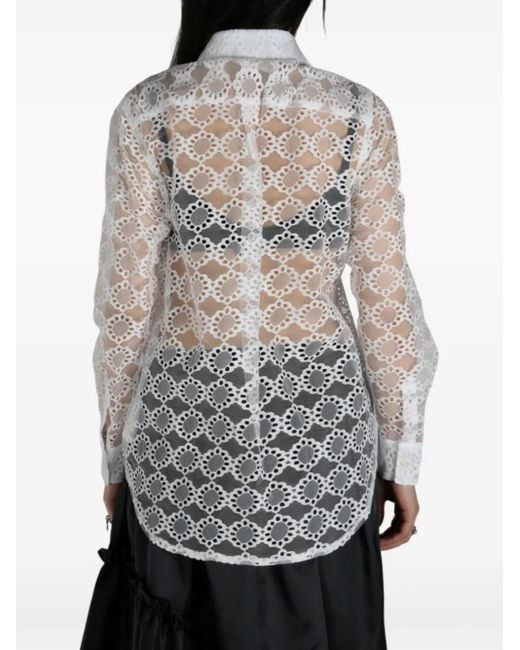 Comme des Garçons Gray Sheer Lace Shirt