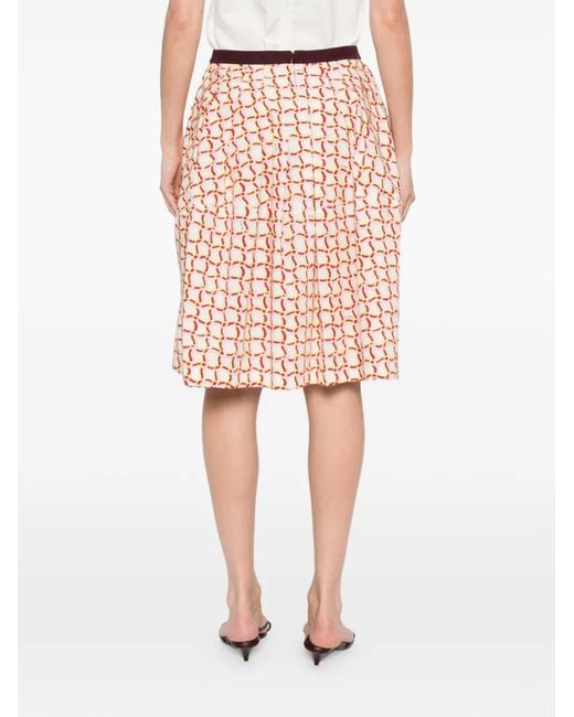 Marni Red Geometric Print Skirt