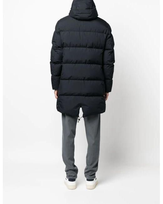 Herno Blue Quilted Hooded Padded Coat for men
