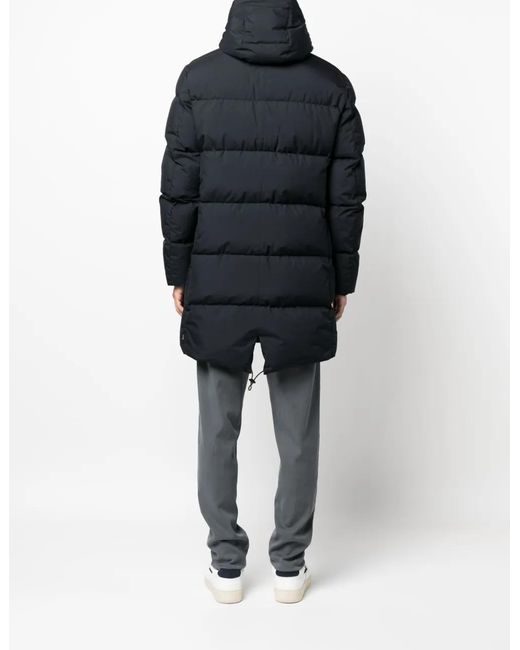Herno Blue Quilted Hooded Padded Coat for men