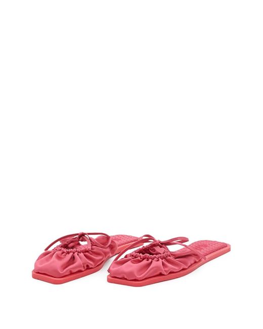 Carlotha Ray Pink Quilted Ties Flat Mules