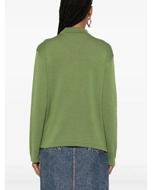 NAMACHEKO Green Bird Feather Polo Top