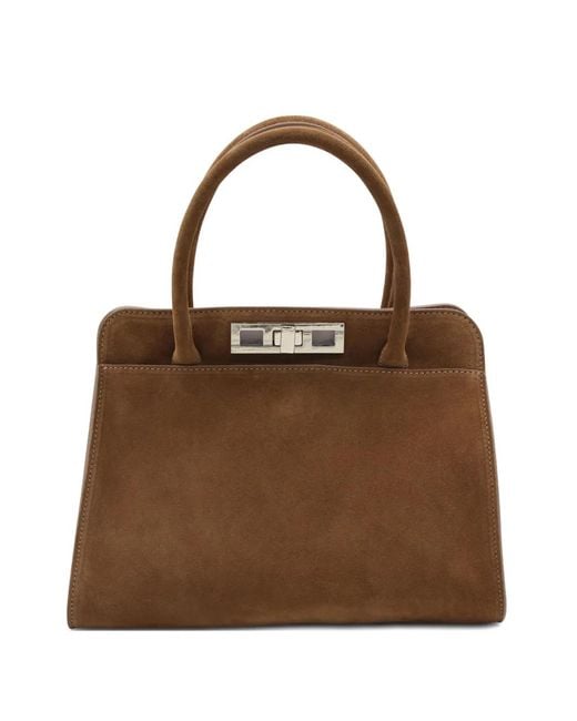 Fabiana Filippi Brown Turn-Lock Top-Handle Shoulder Bag