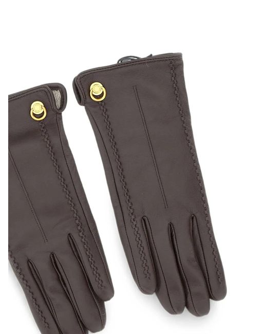 Gianni Chiarini Brown Logo-Rivet Suede Gloves