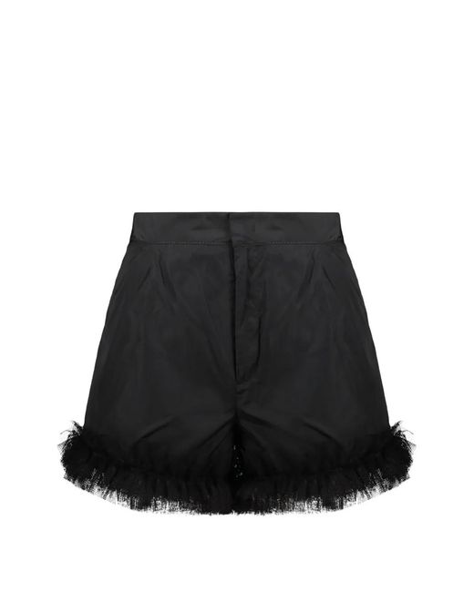 RED Valentino Black Tulle-Trim Ruffled Shorts