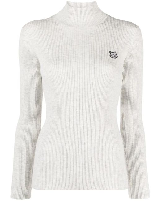 Maison Kitsuné White Fox Head Turtle-neck Jumper