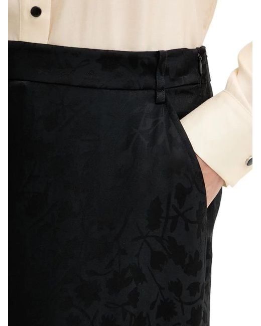 Pinko Black Floral-Jacquard Asymmetric Midi Skirt