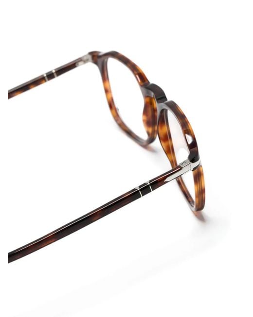 Persol Brown Tortoiseshell Rectangle-Frame Glasses