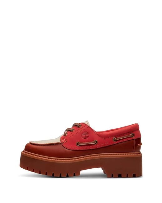 Timberland Red Chaussures Bateau Stone Street À Semelle Plateforme