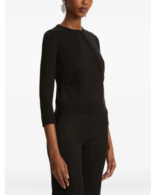Oscar de la Renta Black Round-Neck Bolero