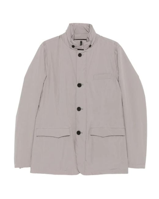 Herno Gray High-Neck Buttoned Jacket for men