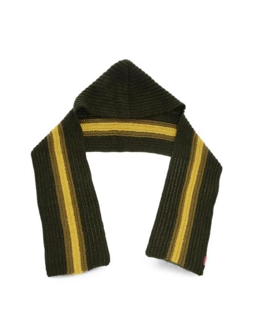 DSquared² Green Striped Hooded Scarf