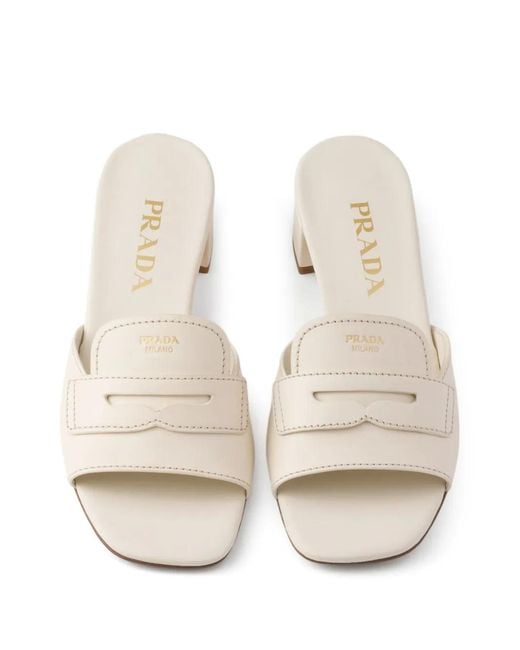 Prada White Leather Sandals