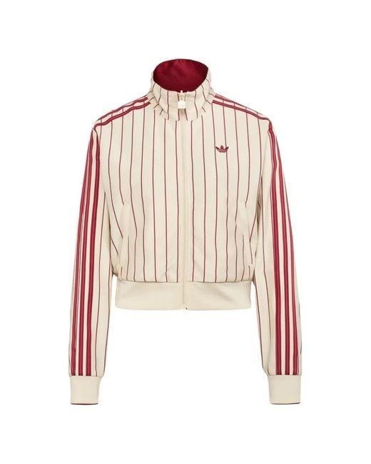 Adidas White Firebird Pinstripe-Pattern Track Jacket