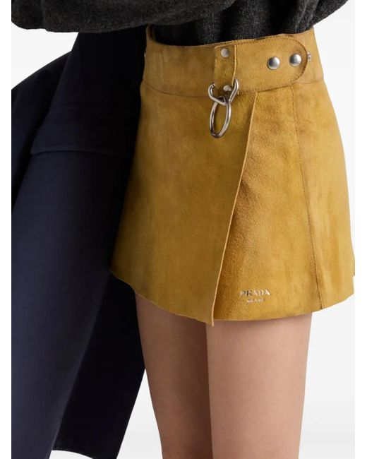 Prada Yellow Suede Mini Skirt