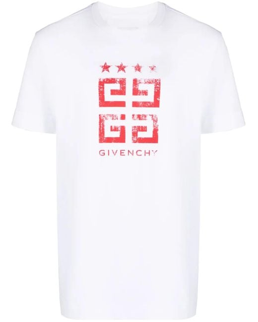 Givenchy White 4G Stars T-Shirt for men
