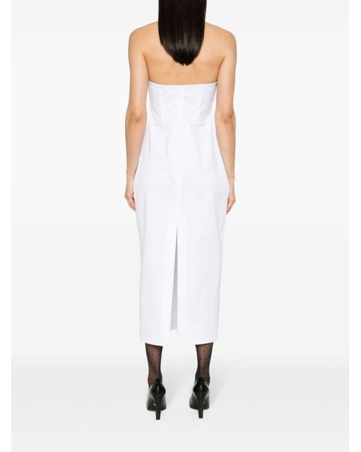 Magda Butrym Strapless Cotton Midi Dress White