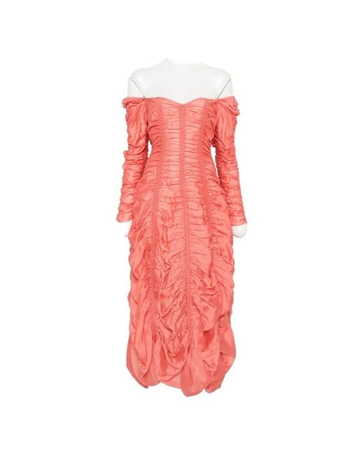 Khaite Red Judith Ruched-Finish Dress