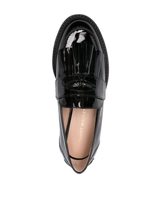 Stuart Weitzman Black Mila Lift 30Mm Tassel-Detailed Loafers