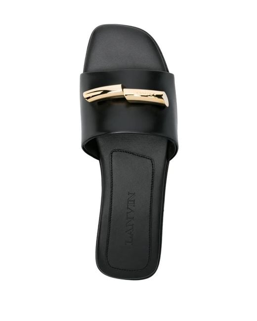 Lanvin Black Haute Sequence Leather Slides