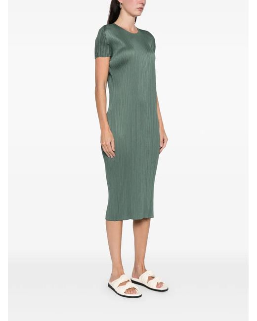 pleats please dress Issey Miyake NEW COLOURFUL BASICS Navy Pleated Midi Simple in cut Issey Miyake Pleats Please Mellow