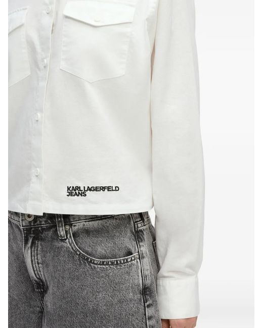Karl Lagerfeld White Flap-Pocket Logo Shirt