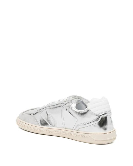 Versace White Greca Court Metallic Sneakers for men